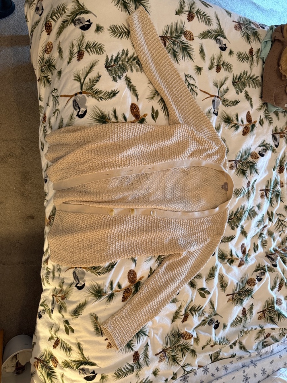 J. Jill Cream Textured Button-Front Cardigan
